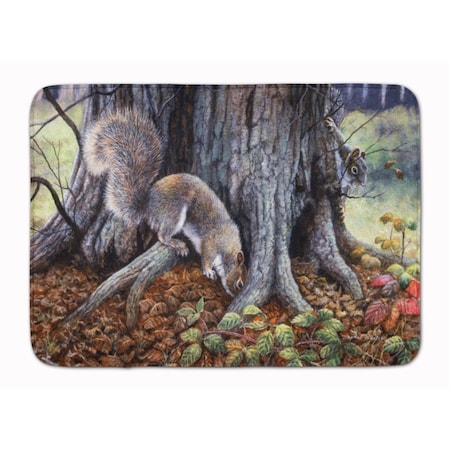 Carolines Treasures Grey Squirrels around the Tree Machine Washable Memory Foam Mat BDBA0260RUG